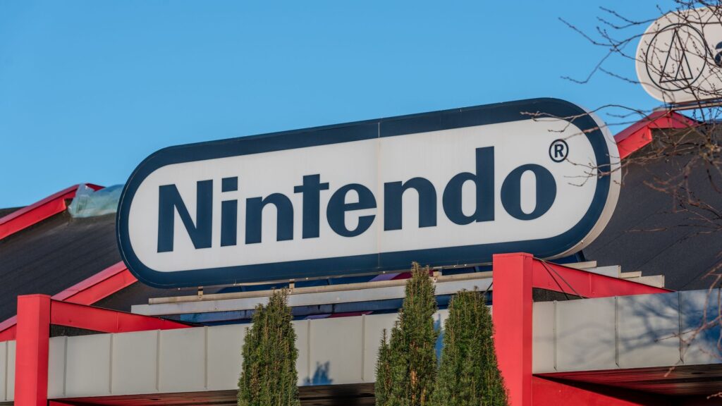 Nintendo logo on building